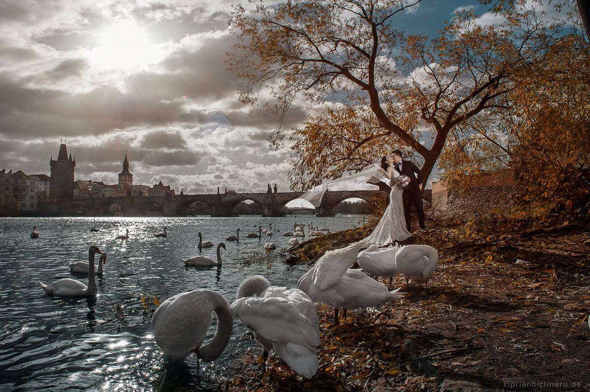 Pre wedding in Prague in a rainy November day 33