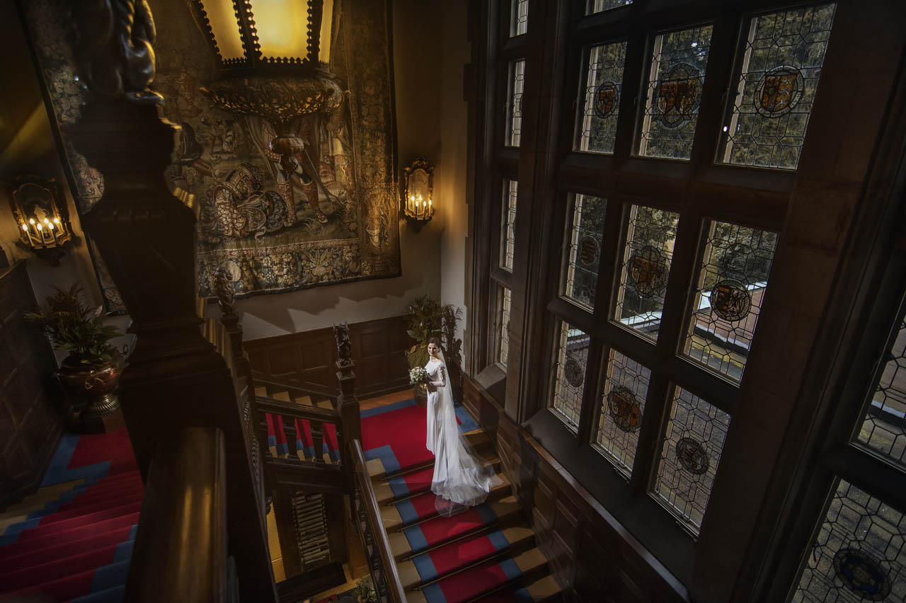 Wedding at the Castle Kronberg - Bride on the stairs